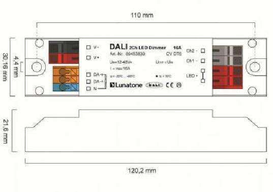 Lunatone Light Management LED Dimmer DALI 2Ch LED Dimmer 16A CV