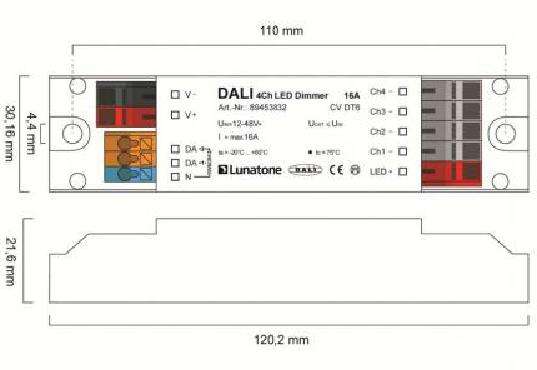 Lunatone Light Management LED Dimmer DALI 4Ch LED Dimmer CV 10A