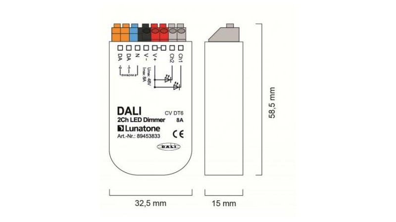 Lunatone Light Management LED-Dimmer DALI 2Ch LED Dimmer 8A CV - 89453833