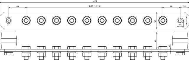 DEHN Potentialausgleichschiene o. Abdeckung Niro PAS I 10AP M10 V2A - 472219