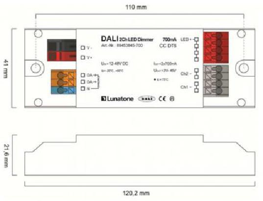 Lunatone LED-Dimmer DALI 2Ch CC 700mA - 89453845-700