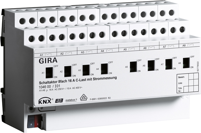 Gira Schaltaktor 8fach REG KNX/EIB 16A C-Last 104600