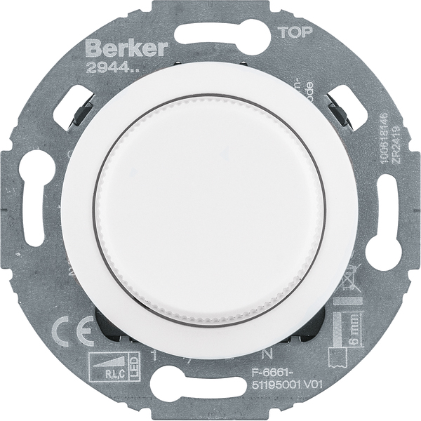 Berker Uni-Drehdimmer Z.-st.(LED) 1930/Glas, pw. 294410