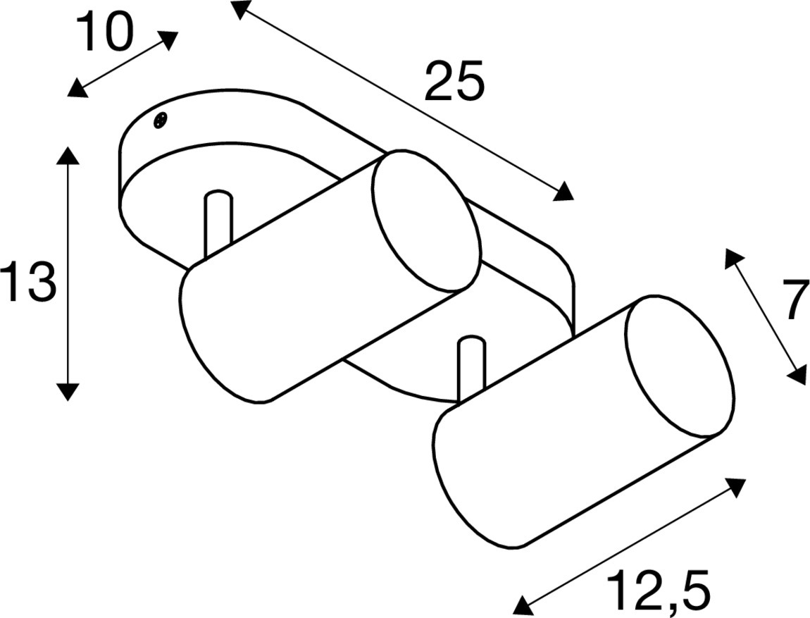 SLV ASTO TUBE, Deckenaufbauleuchte, zylindrisch, max. 2x10W, weiß - 1006426