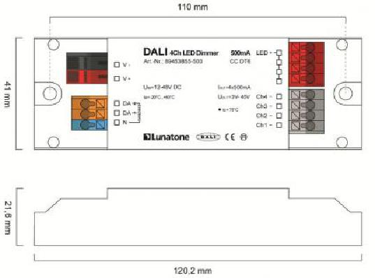 Lunatone LED-Dimmer DALI 4Ch CC 500mA gem+   89453855-500