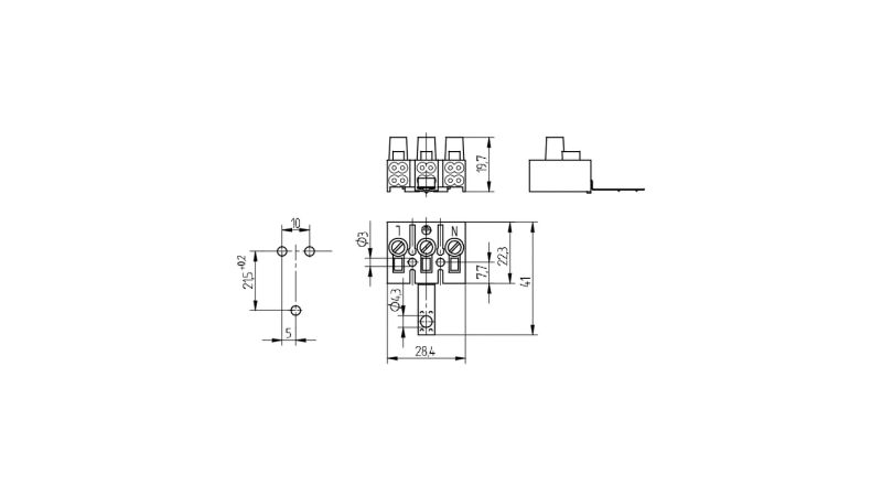 BJB 3-pole screw / push-wire terminals - 48.212.0313.51