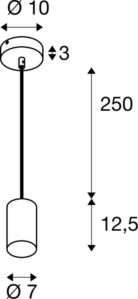 SLV ASTO TUBE, Pendelleuchte, GU10, Pendellänge 250 cm, max. 10W, schwarz - 1006431