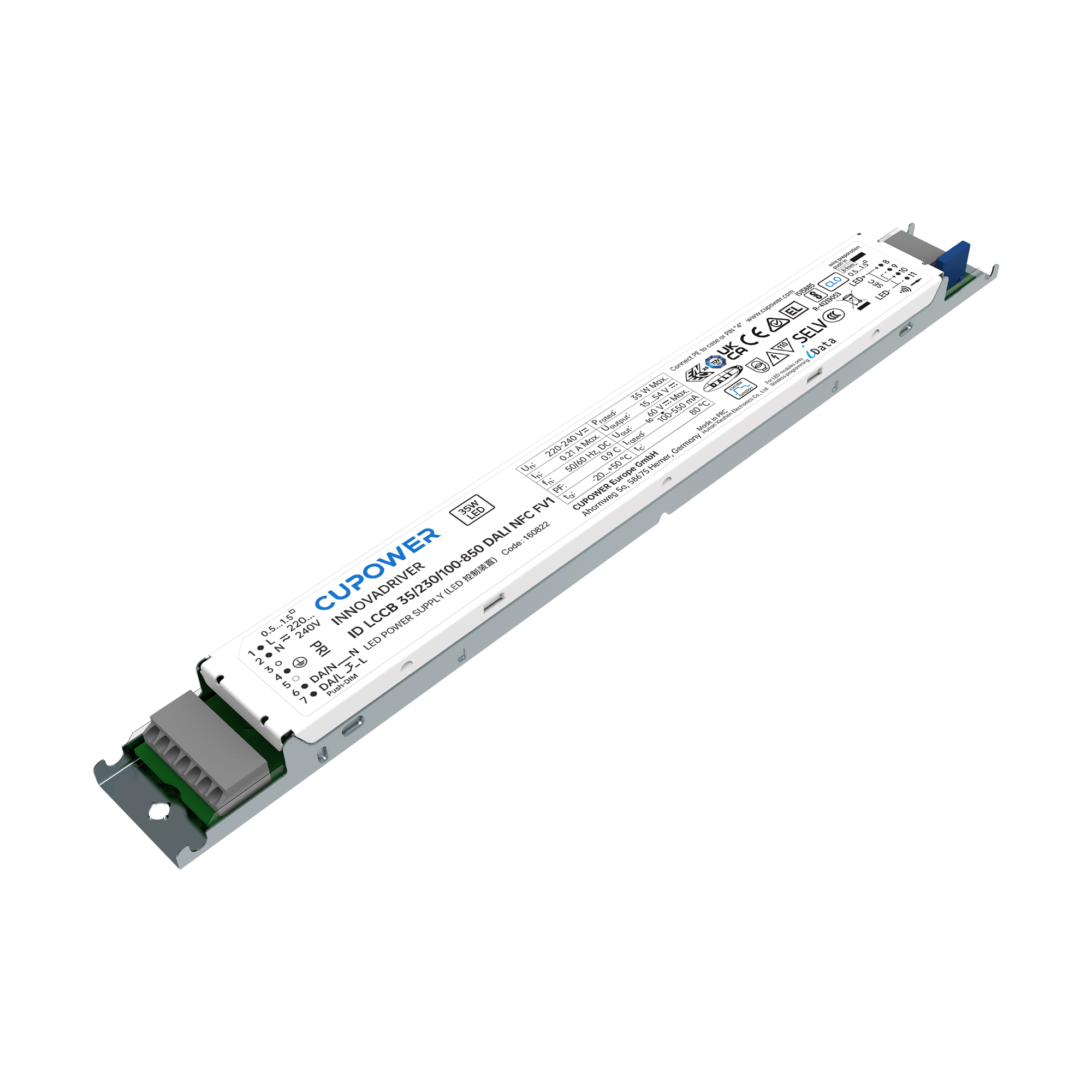 Cupower LED-Treiber dimmbar ID LCCB 35/230/100-850 DALI NFC FV1 - 160822