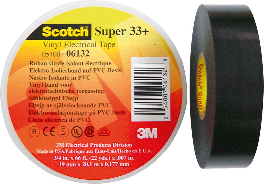 3M Deutschland PVC Elektro-Isolierband 19 mm x 6 m, sw ScotchSuper33+ 19x6 - 7000058432