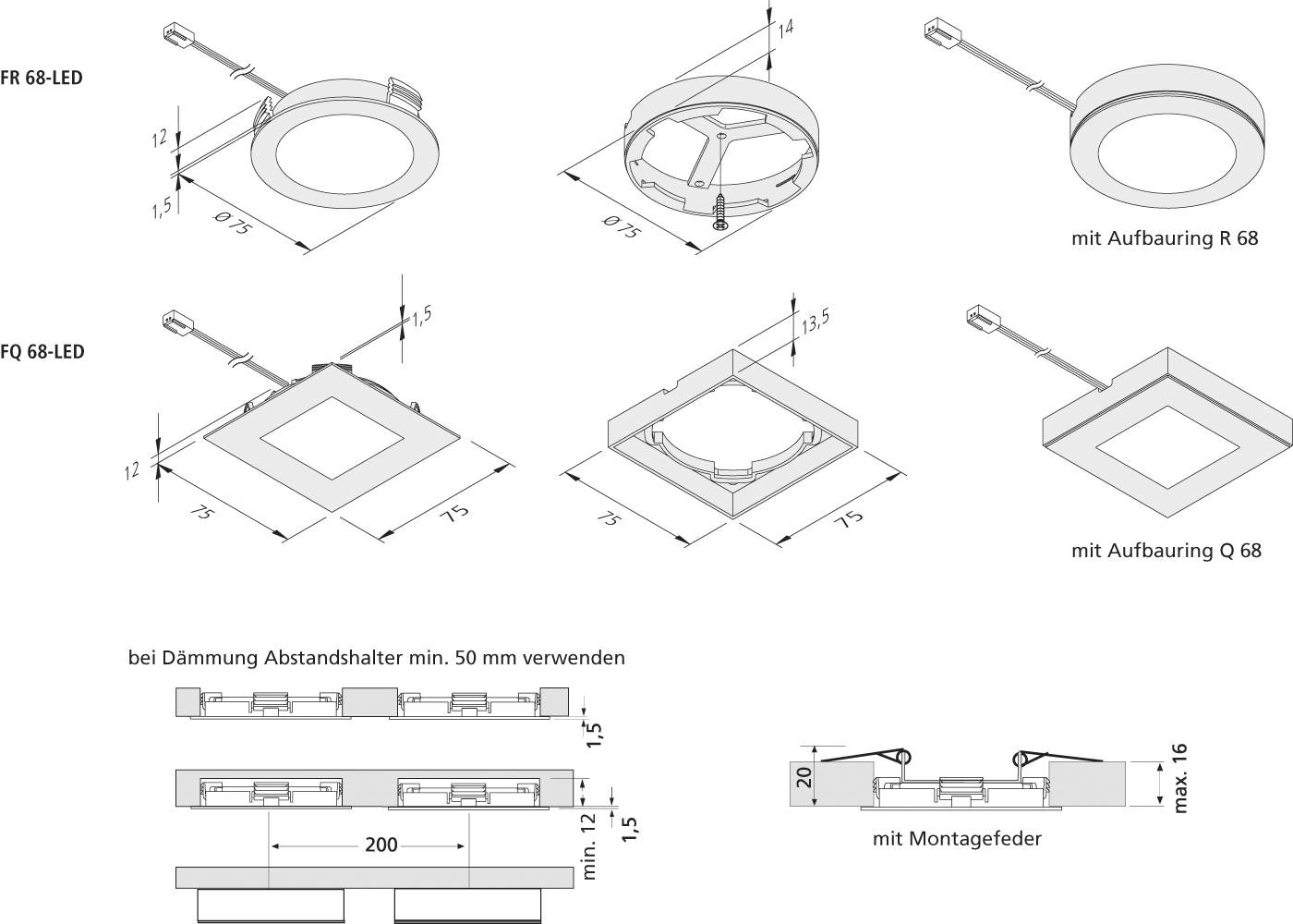 Hera Led Einbauleuchte Edelstahloptik Fr 68 Led 4w Ww Eds