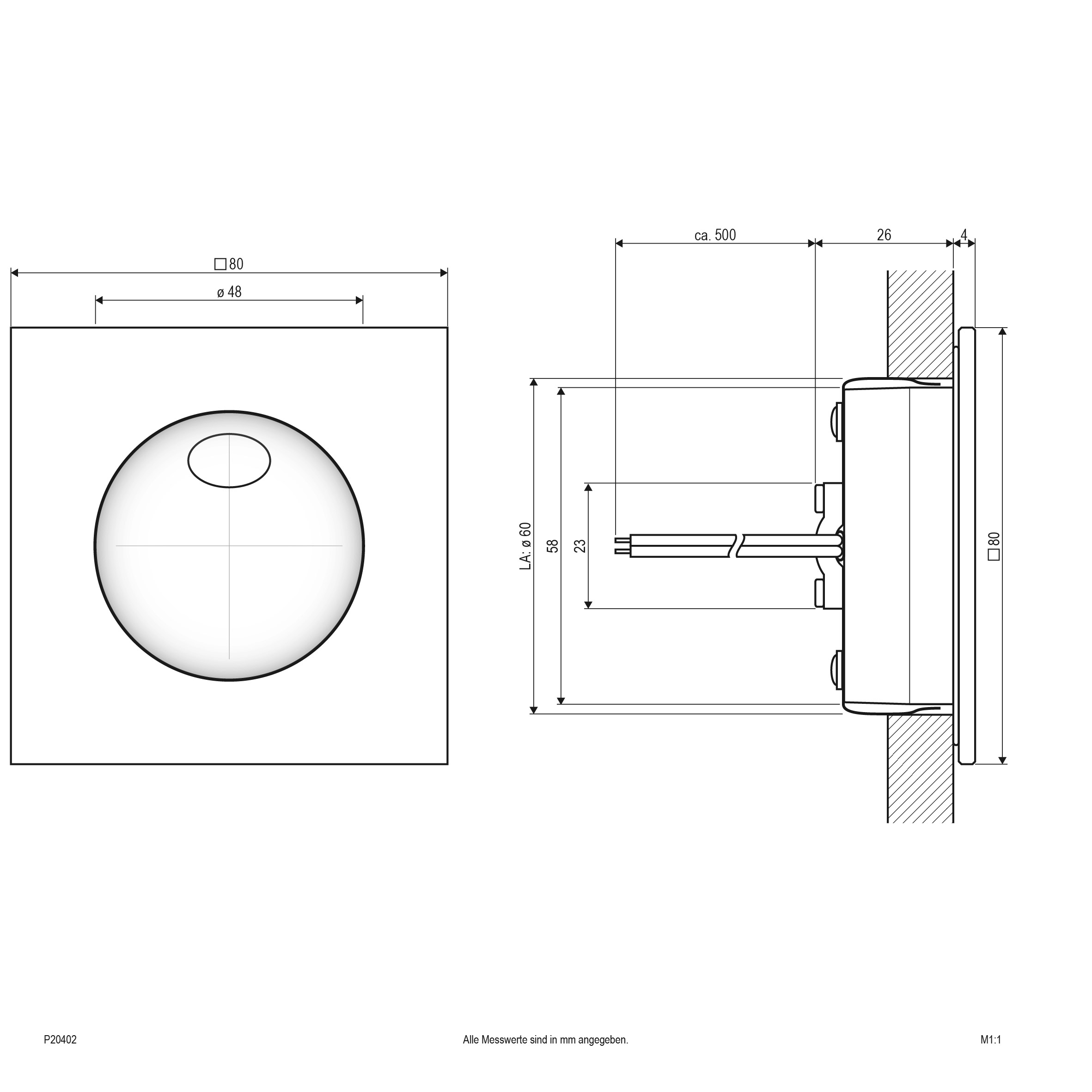 EVN Lichttechnik P-LED Wandeinbauleuchte IP54 700mA 2W 3000K P20402 ws - P20402